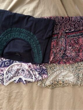 Mixed Patterned Tops Bundle — Navy, Pink, Purple, White, Cream